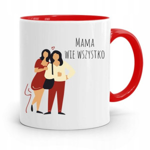 Kubek Czerwony Prezent Dla Mamy Mama Wie Wszystko
