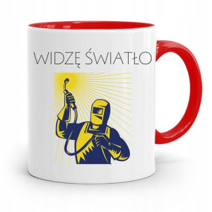 Kubek Czerwony Prezent Dla Spawacza Widzę Światło
