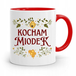 Kubek Czerwony Pszczelarza Kocham Miodek Prezent