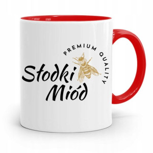 Kubek Czerwony Pszczelarza Słodki Miód Prezent