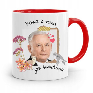 Kubek Czerwony Śmieszny Pis Jarosław Kaczyński