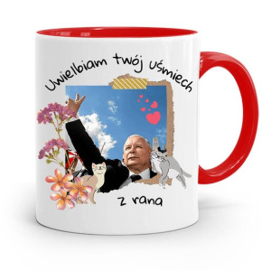 Kubek Czerwony Śmieszny Pis Jarosław Kaczyński