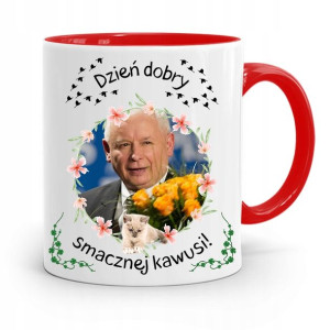 Kubek Czerwony Śmieszny Pis Jarosław Kaczyński