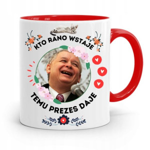 Kubek Czerwony Śmieszny Pis Jarosław Kaczyński