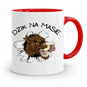 Kubek Czerwony Śmieszny Zabawny Dzik Na Masie
