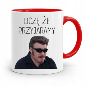 Kubek Czerwony Śmieszny Zabawny Przyjaramy