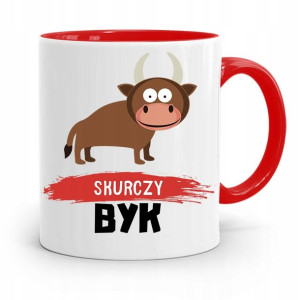 Kubek Czerwony Śmieszny Zabawny Skurczy Byk