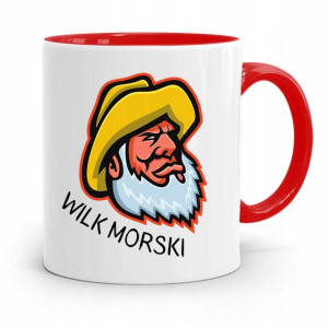 Kubek Czerwony Wędkarza Wilk Morski Prezent