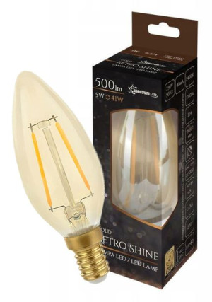 Żarówka LED E14 5W COG świeczka barwa ciepła RETROSHINE SPECTRUM LED