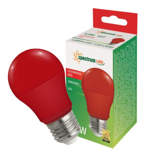 Żarówka LED E27 4.9W barwa czerwona kulka 230V SPECTRUM LED