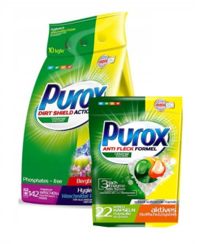 Purox Proszek do prania 10 kg + Kapsułki 40 sztuk