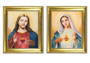 Zestaw obrazów Jezus i Maryja 54x64cm x 2 ręcznie malowane na płótnie