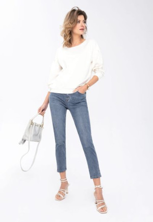 Damskie Jeansy Niebieskie Rurki Nogawka 7/8 Volcano D-blu W30