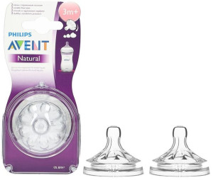 AVENT NATURAL SCF045/27 Smoczek na butelkę trójprzepływowy 2szt