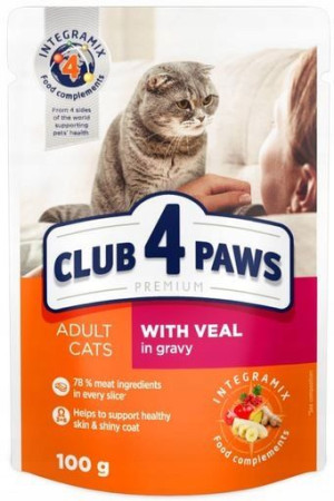 Club4 Paws saszetka dla kotów cielęcin sos 100g
