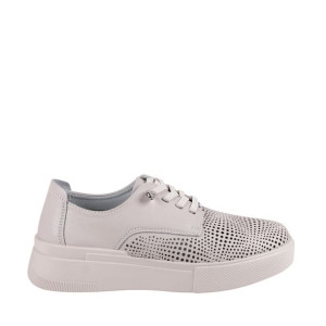 Damskie Półbuty Sneakersy Ażurowe Ze Skóry Filippo Dp4405 Beżowe