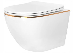 Misa WC wisząca Carlo Mini White Gold Edge + deska