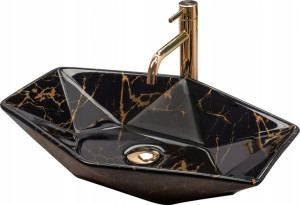 Umywalka nablatowa Vegas Black Marble Shiny