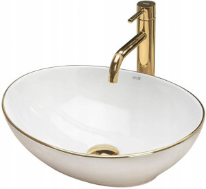 Umywalka ceramiczna nablatowa Sofia Gold Edge