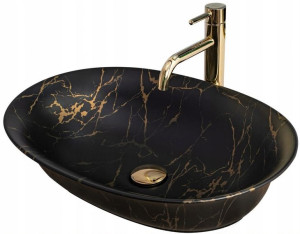 Umywalka ceramiczna Roma Black Marbele Matt