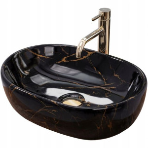 Umywalka Amelia Black Marble Shiny