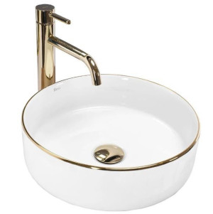 Umywalka ceramiczna nablatowa Sami Gold Edge 36x36