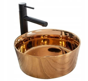 Umywalka ceramiczna nablatowa Ida Rose Gold 36x36