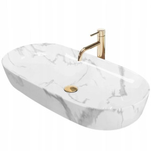 Umywalka ceramiczna nablatowa Cleo 81 Marmo Shiny