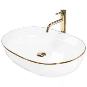 Umywalka ceramiczna nablatowa Cleo 61 Gold Edge