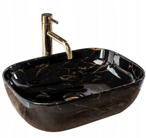 Umywalka nablatowa Belinda Black Marble Shiny