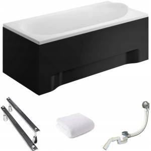 Wanna prostokątna 190x80 Medium Black + Syfon