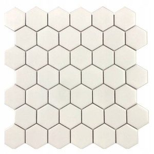 Mozaika gres WHITE MEDIUM HEXAGONES MATT 30x30 cm