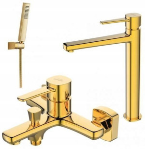 Bateria wannowa/umyw. wysoka GLAMOUR gold zestaw