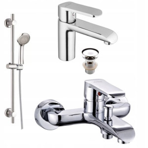 Bateria wannowa umywalkowa Siros chrom zestaw natr