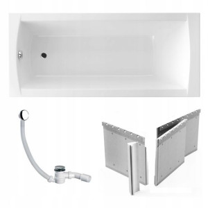 Wanna 140x70 Aquaria + Zabudowa pod płytki + Syfon