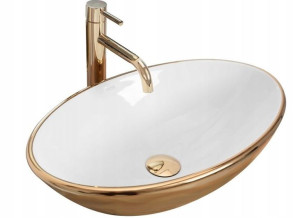 Umywalka ceramiczna nablatowa Pamela Gold White