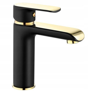 Bateria umywalkowa niska Bloom black/gold