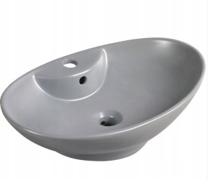 Umywalka nablatowa owalna KERRA KR-139 szara