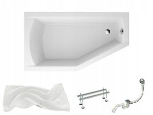 Wanna asymetryczna 150x90 Selena lewa + Syfon