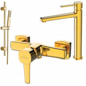 Bateria natryskowa/umyw. wysoka GLAMOUR gold zest.