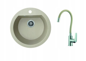 Zlewozmywak granitowy DAFNE + bateria Elza SBDE 48