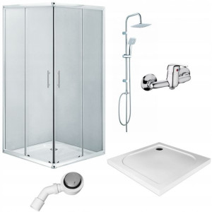 Kabina Brodzik kwadr.90x90 SLIM Deszczownia Syfon