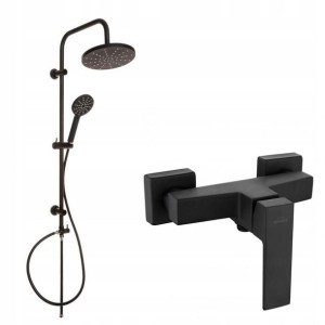 Bateria natryskowa Paros czarna deszczownica Dark
