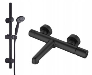 Laveo Pretto Bateria Wannowa Czarna + Natrysk Dark