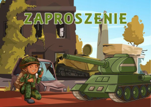 Zaproszenia na urodziny dla dzieci czołg żołnierze