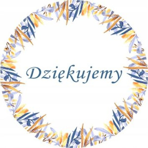 Naklejki 3 cm z napisem Dziękujemy podziękowania