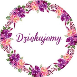 Naklejki 3 cm z napisem Dziękujemy podziękowania