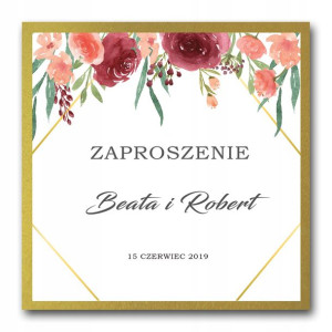 Zaproszenia Ślubne brokatowe metalizowane