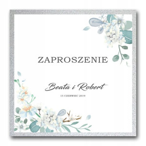 Zaproszenia Ślubne brokatowe metalizowane