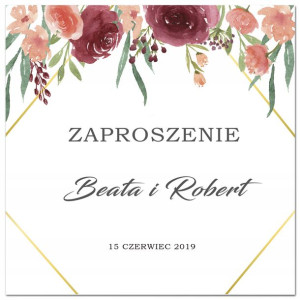 Zaproszenia Ślubne kwiaty + koperta